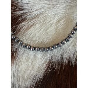 4mm Sterling Silver Pearl Bead Necklace, 18-20 Inch Southwestern Western Style